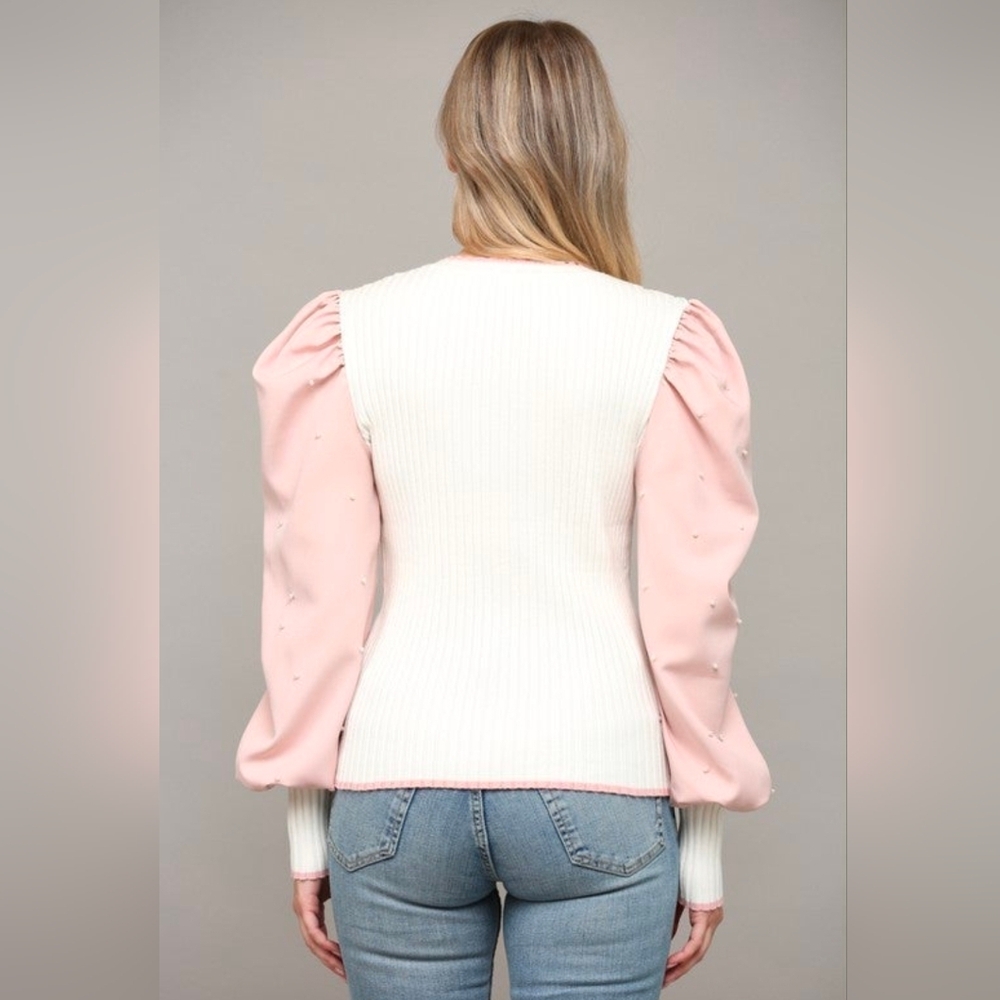 Fate Pearl Embellished Puff Sleeve Sweater - Picture 3 of 3